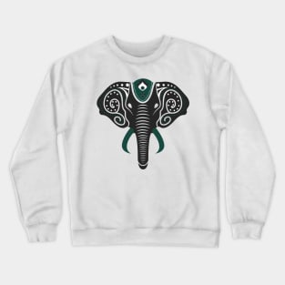 Geometric Mandala Elephant Teal Henna Design Teal Crewneck Sweatshirt